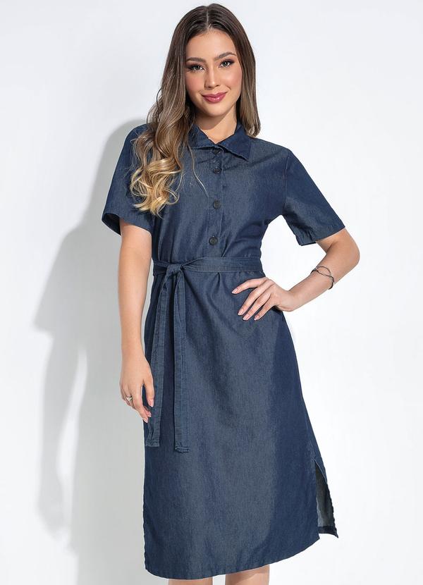 Vestido Jeans Azul Escuro Em Jeans