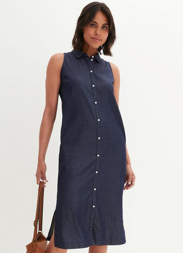 Vestido Jeans Escuro Em Jeans Leve