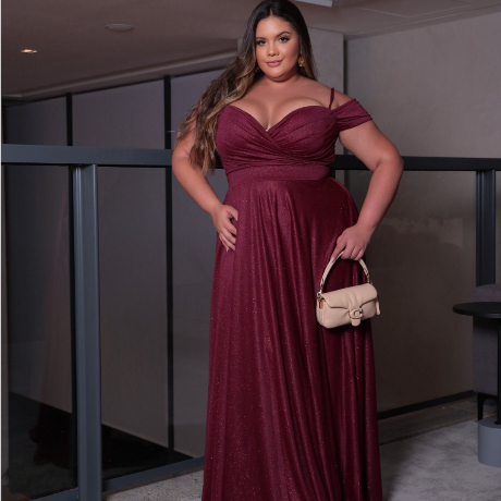 Vestido Longo Festa Plus Size Curve Ciganinha