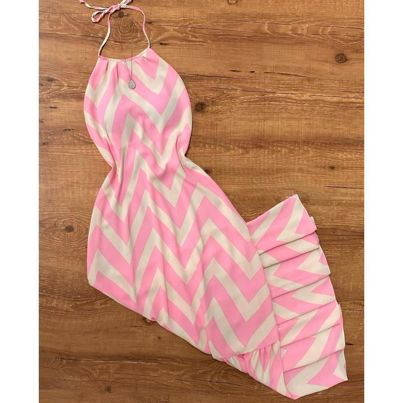 Vestido Longo Frente Única Zig Zag