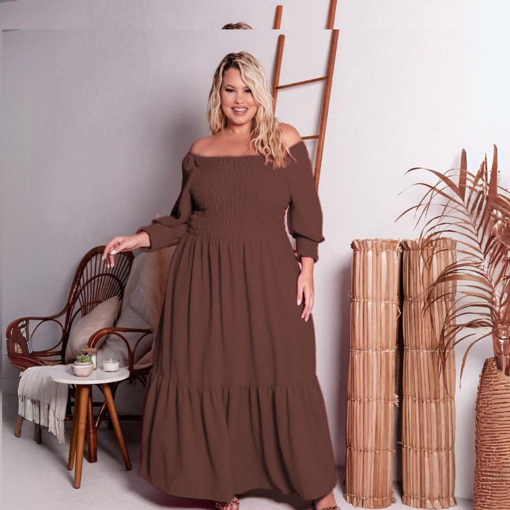 Vestido Longo Plus Size Modelo Ciganinha