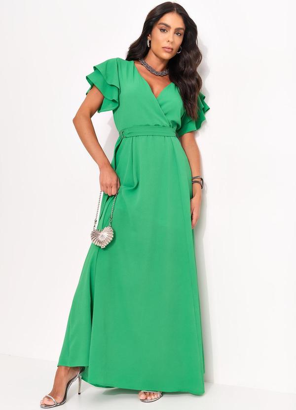 Vestido Longo Verde Com Cinto