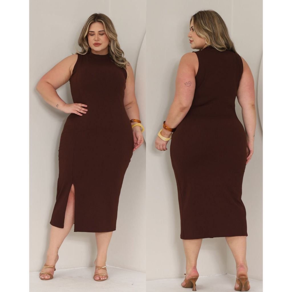 Vestido Midi Feminino Plus Size Regata