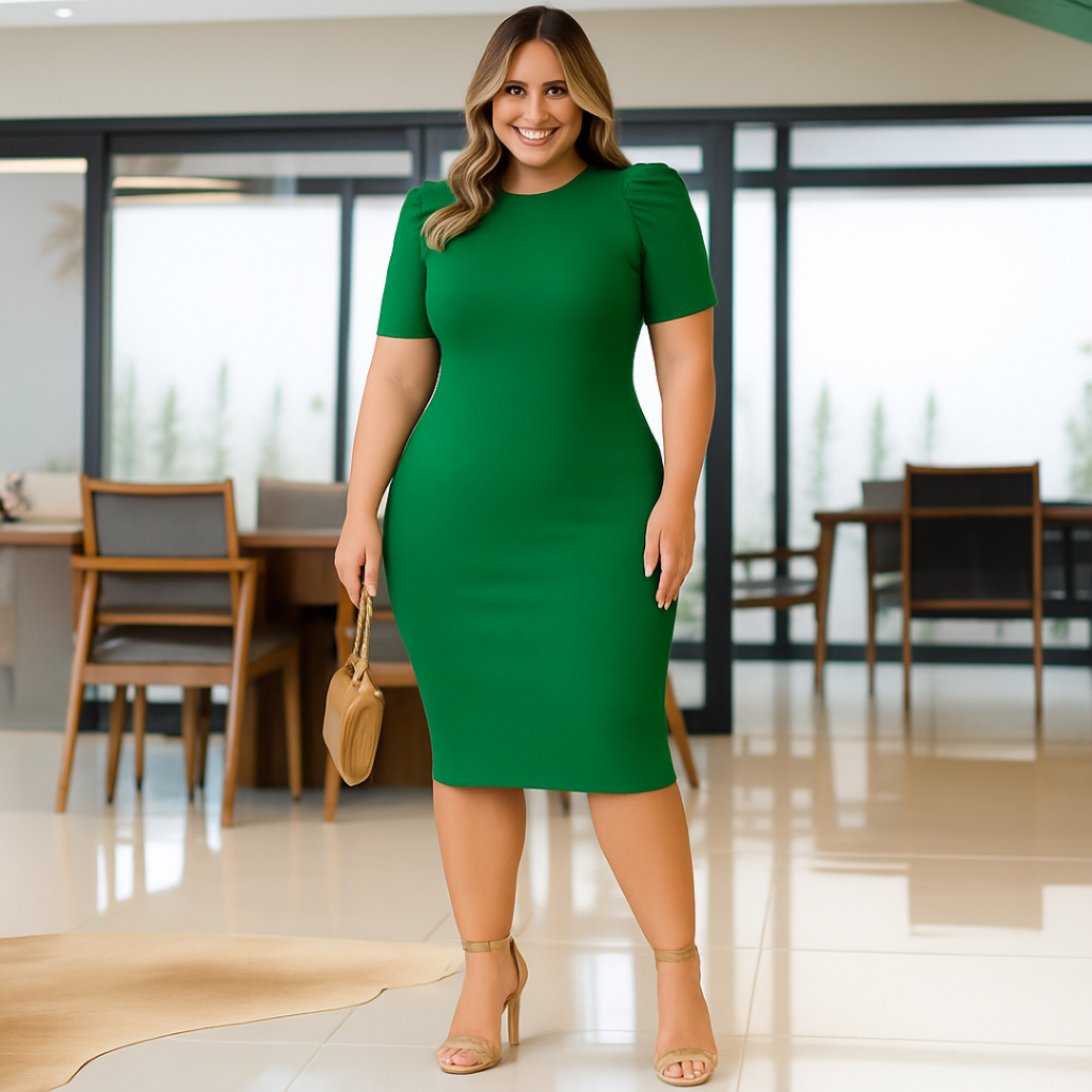 Vestido Midi Manga Princesa