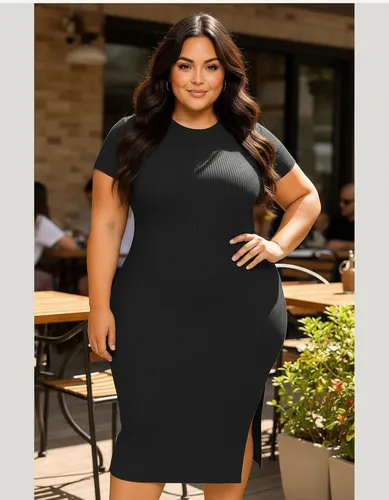 Vestido Midi Plus Size Canelado