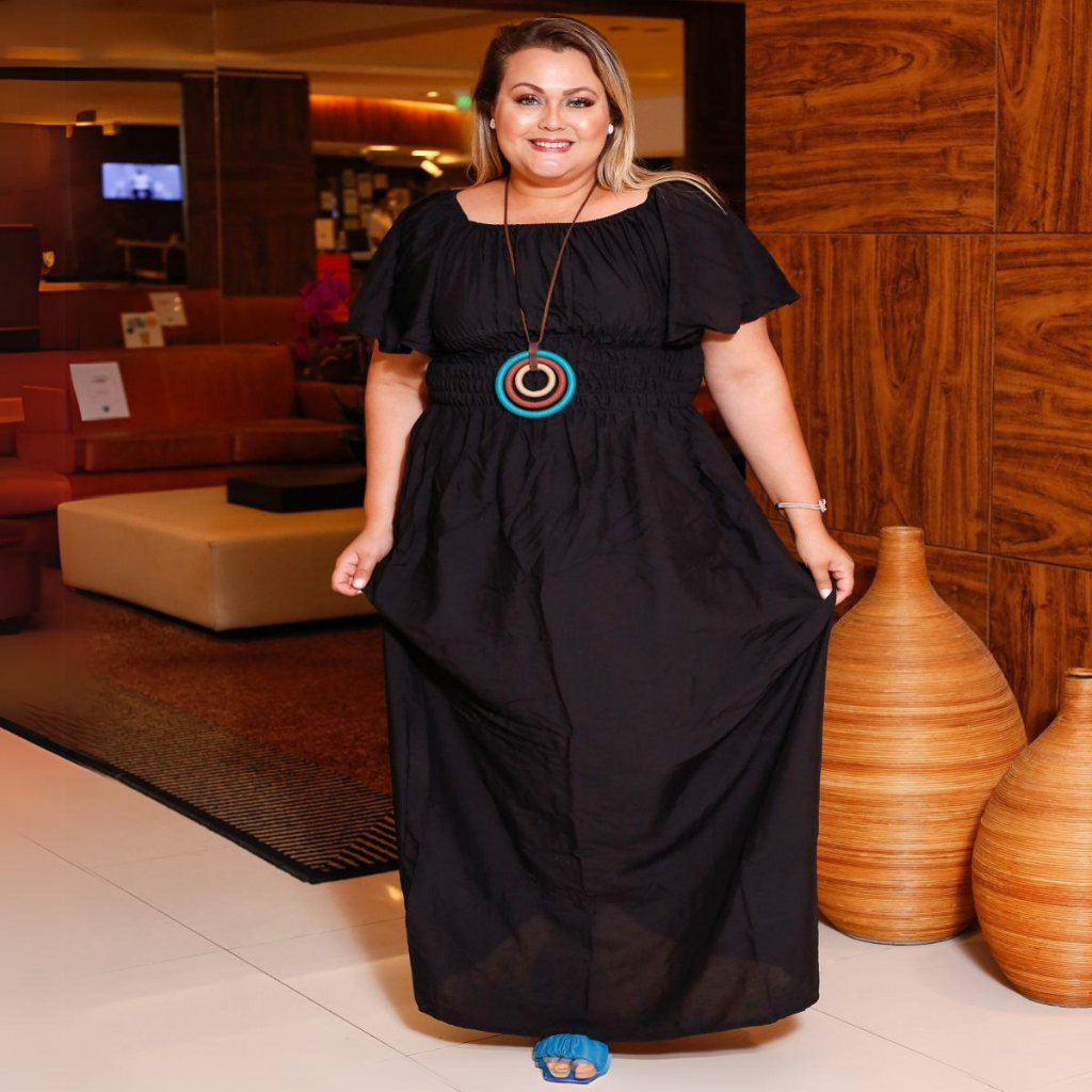 Vestido Plus Size Longo Gg Ao G2 Ombro A Ombro