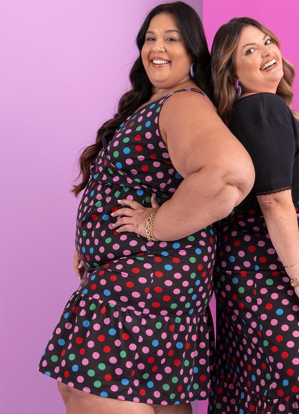 Vestido Poá Colorido Em Malha