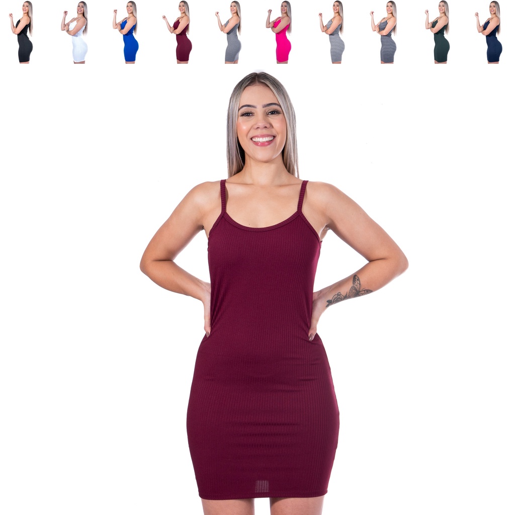 Vestido Preto Curto Canelado