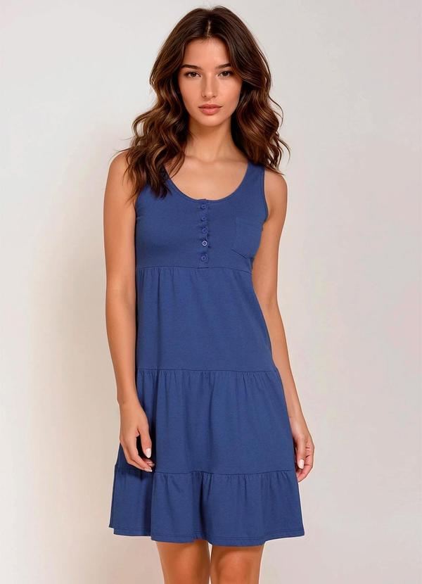 Vestido Regata Com Babados Azul