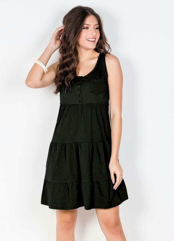 Vestido Regata Com Babados Preto