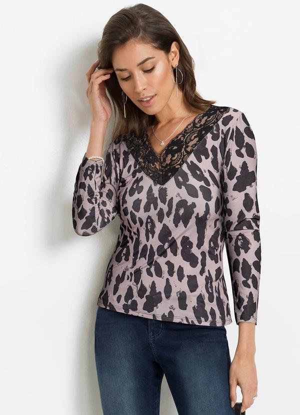 Blusa Animal Print Em Malha Fria