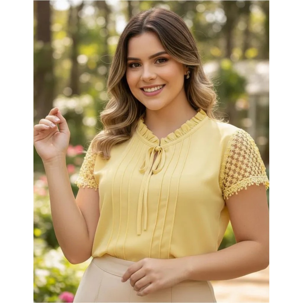 Blusa Feminina Social Com Renda