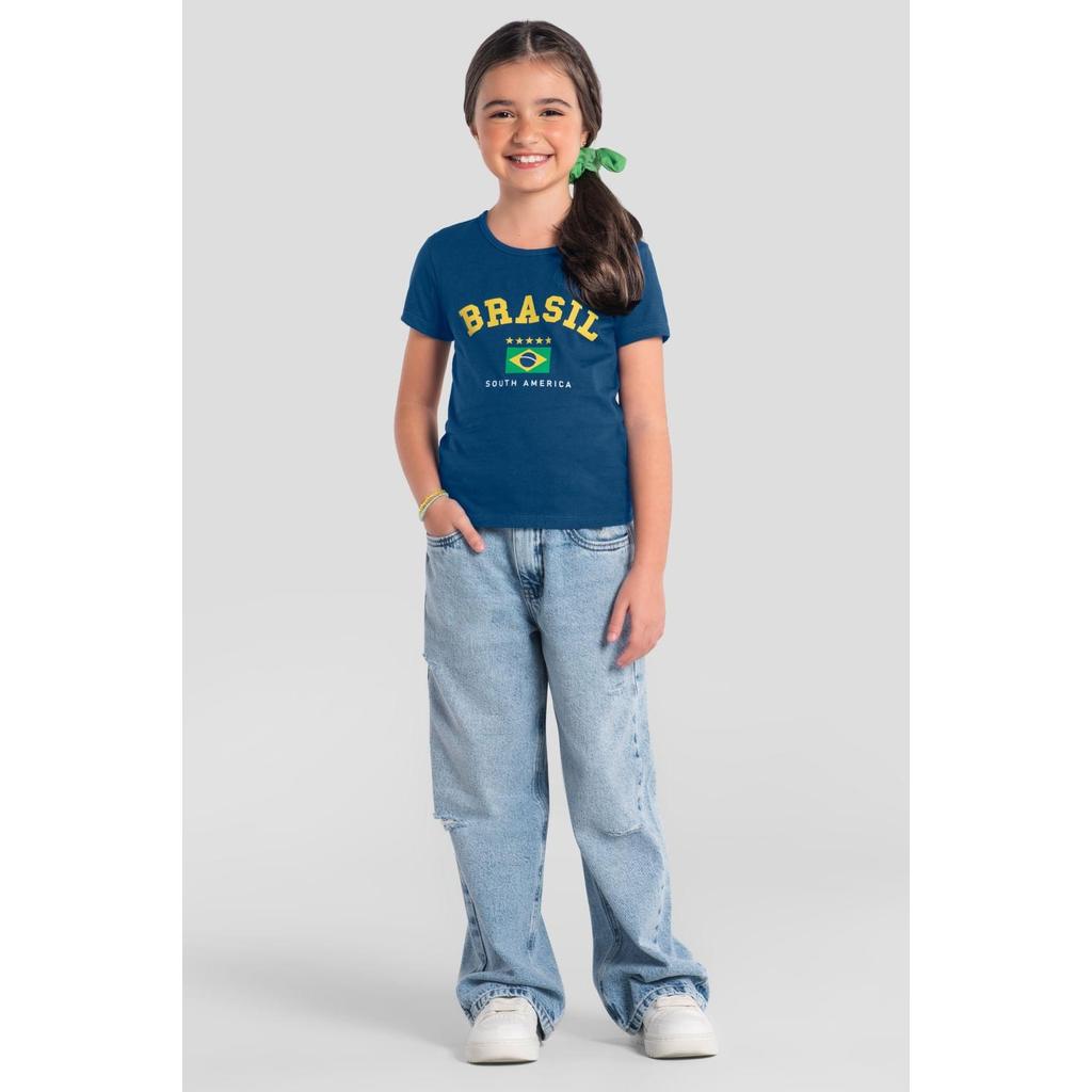Blusa Infantil Menina Brasil Na Copa Do Mundo