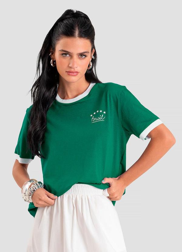 Camiseta Feminina Em Meia Malha Brasil Verde