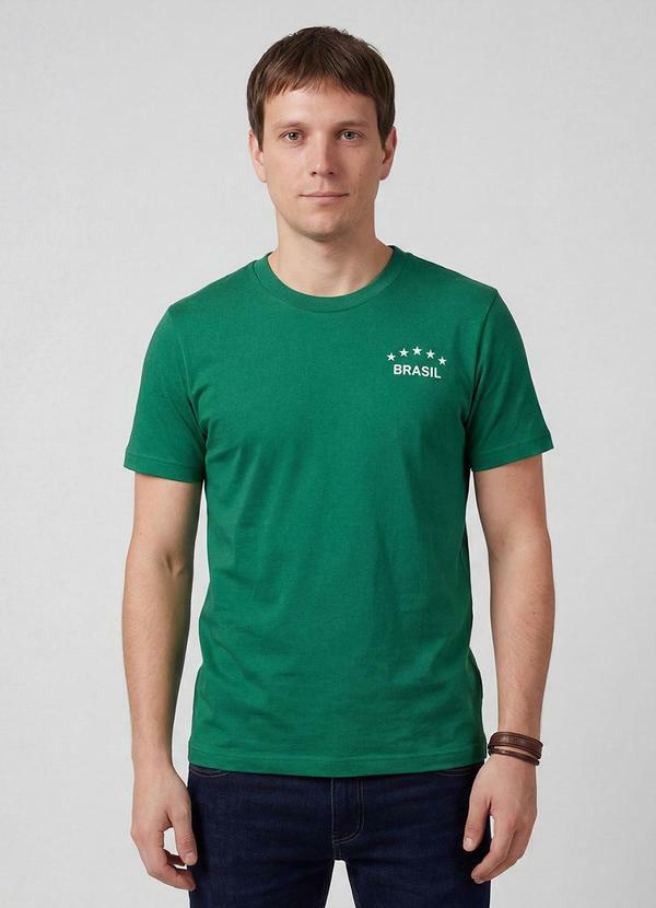 Camiseta Masculina Em Cotton Leve Brasil Verde