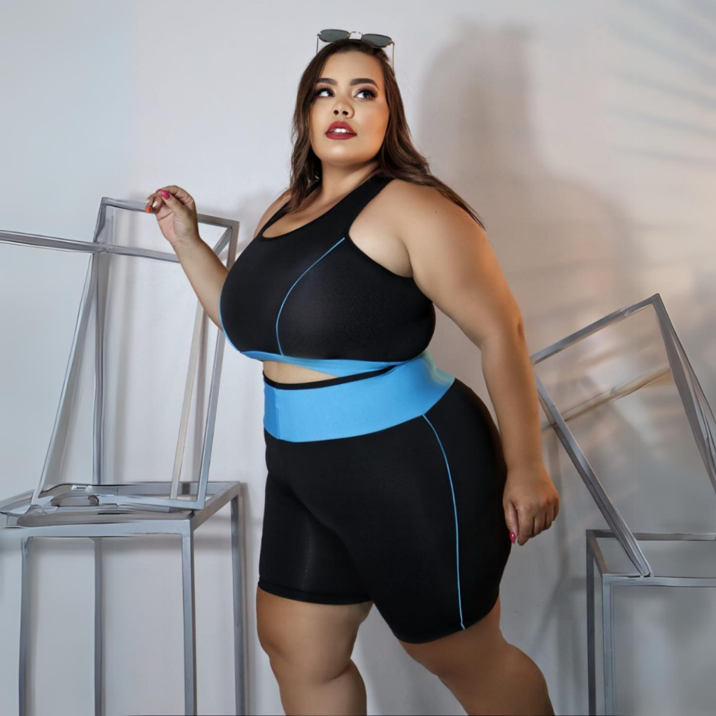 Conjunto Feminino Fitness Plus Size 40 Ao 54 Top + Short