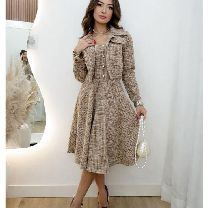 Conjunto Vestido E Casaco