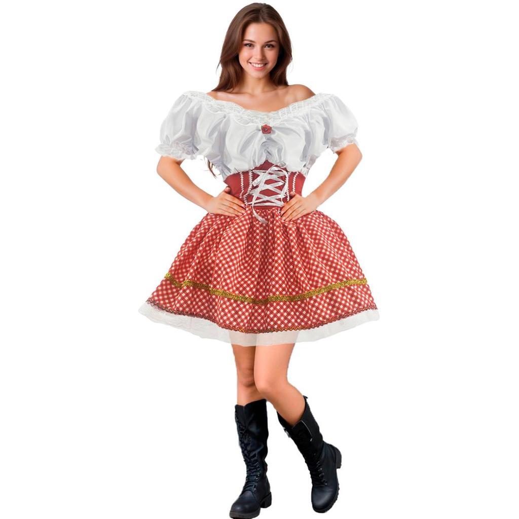 Vestido Festa Junina Adulto Floral Com Espartilho