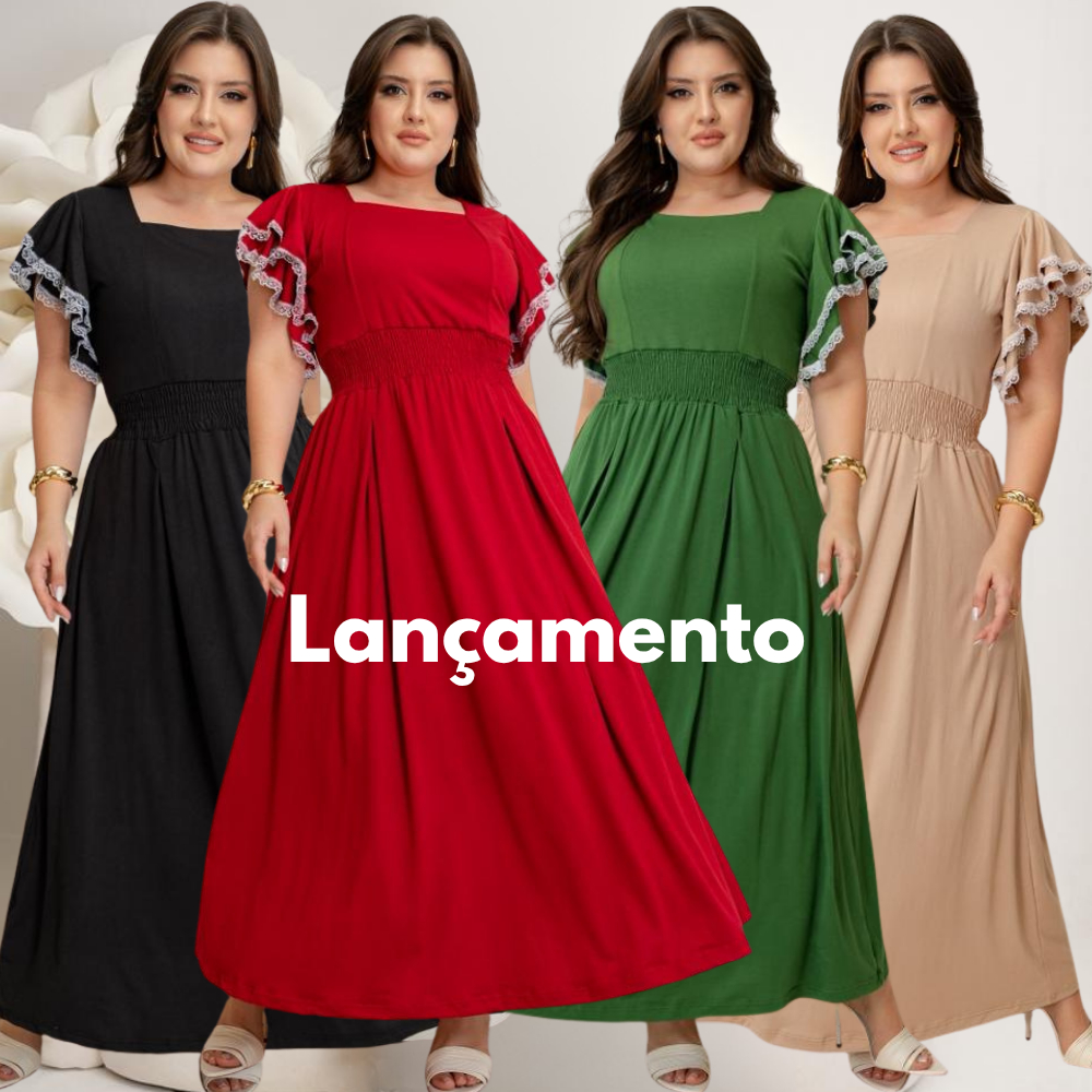 Vestido Midi Feminino Social Suede Com Lastex