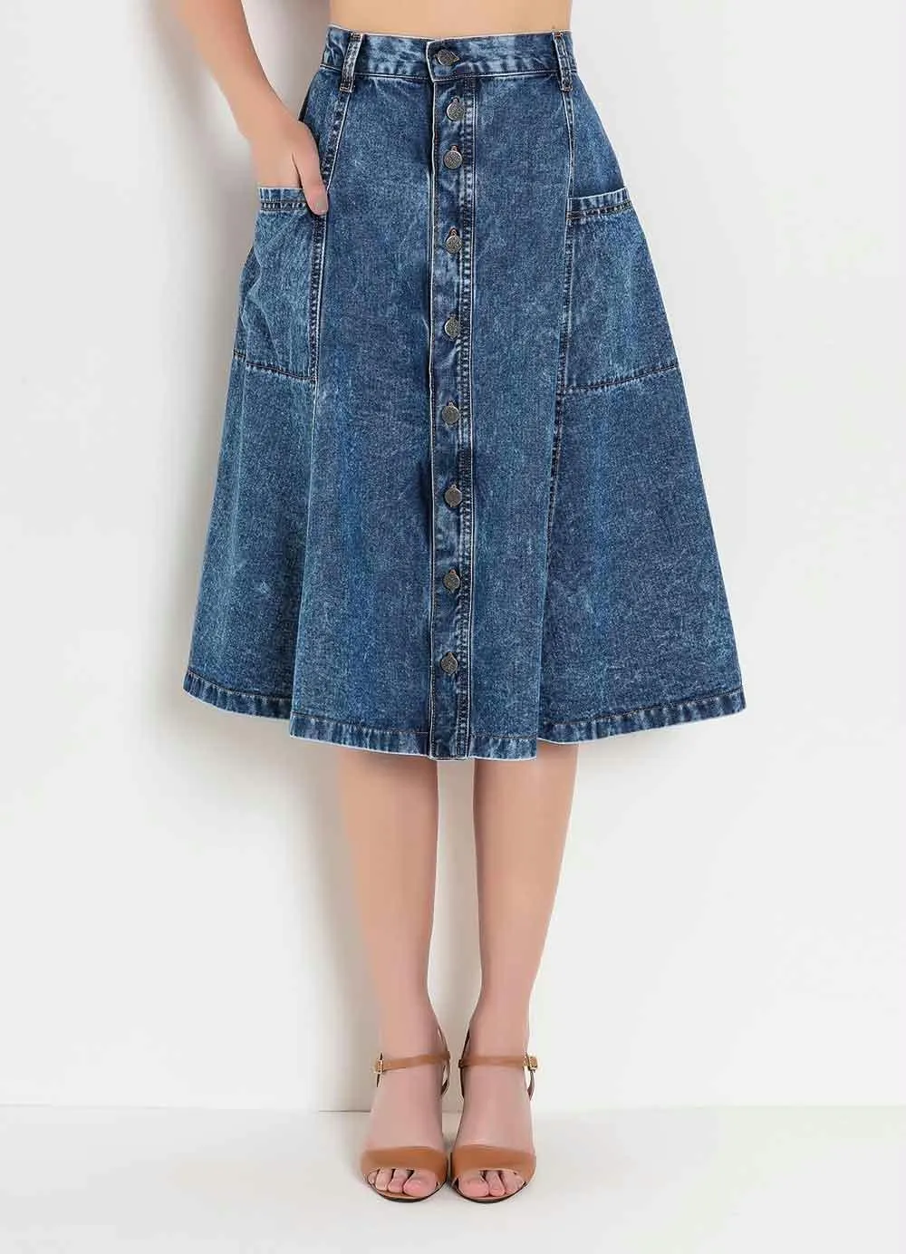 Saia Jeans Evasê