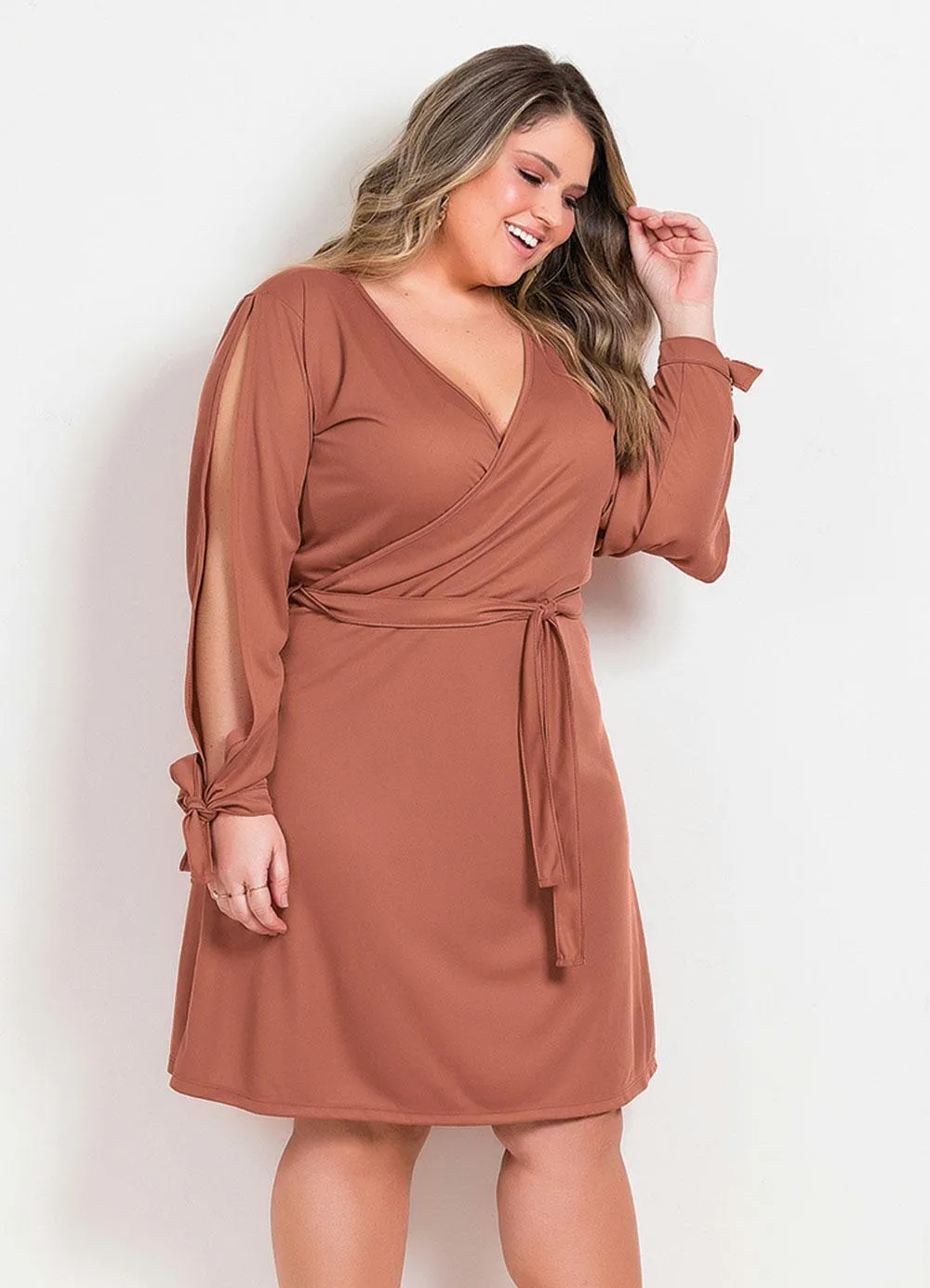 Vestido Caramelo Transpassado