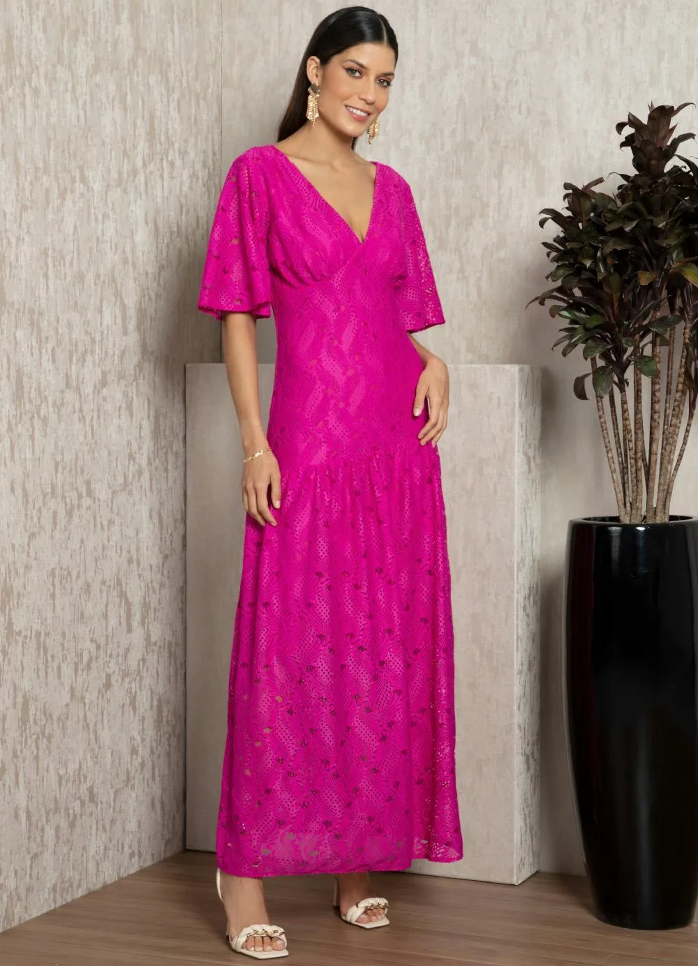Vestido Longo De Renda