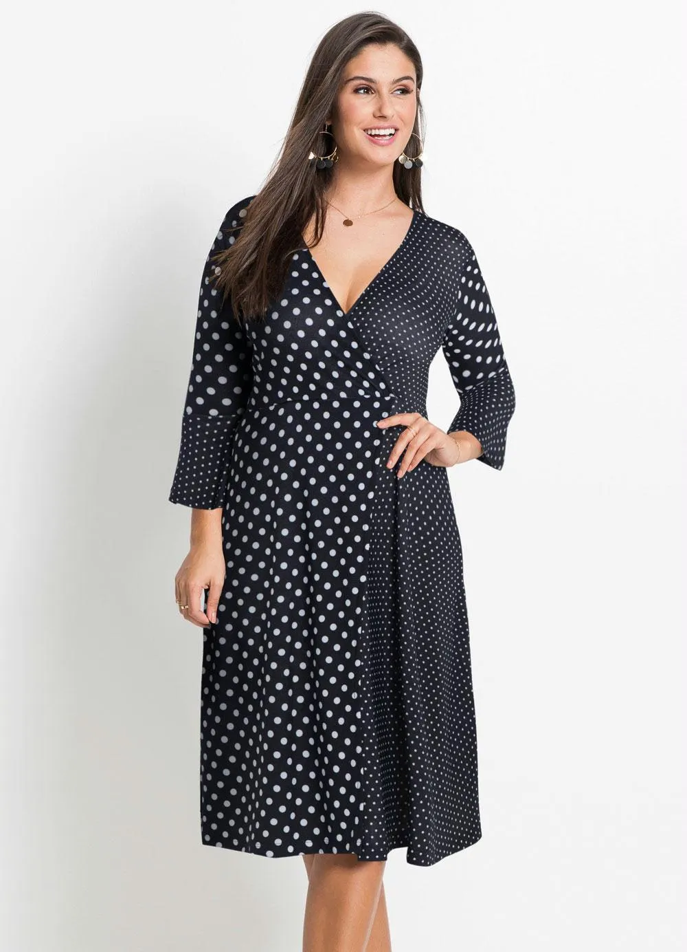 Vestido Transpassado Com Babado Poá